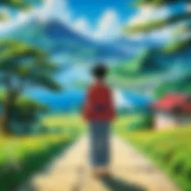 Cultural Significance in Anime Landscapes A visually stunning landscape from an iconic anime film that embodies cultural significance.