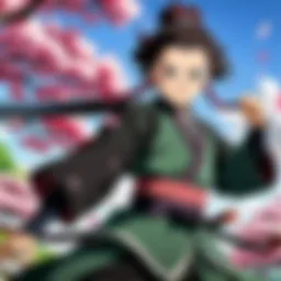 A dynamic battle scene showcasing Tanjiro and Nezuko in action.