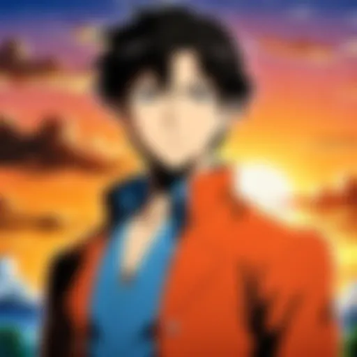 A vibrant scene from a popular anime series showcasing character dynamics