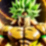 Broly's transformation showcasing his iconic Super Saiyan form