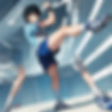 Artistic representation of iconic scenes in Captain Tsubasa