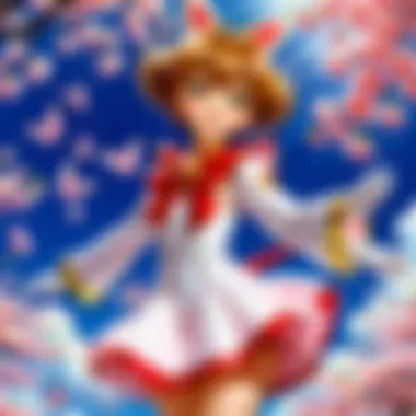 An artistic representation of Sakura Kinomoto in her iconic outfit