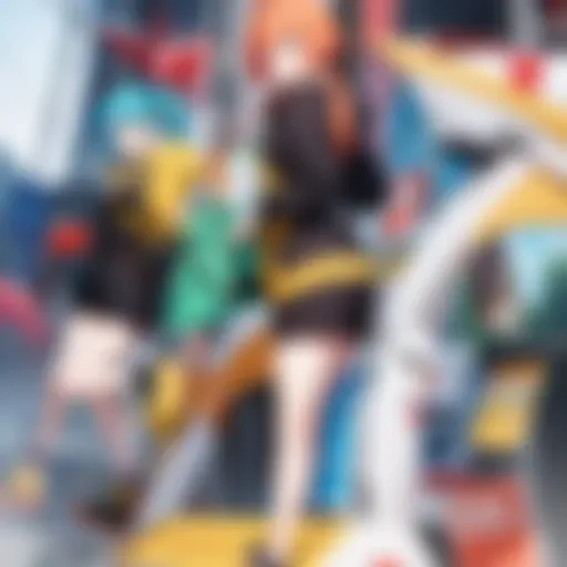 A vibrant scene from an anime showcasing uncut content