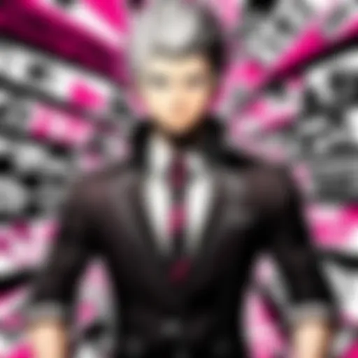 A vivid illustration of Danganronpa characters in a dramatic scene