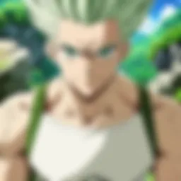 A moment of revelation in Dr. Stone Season Three showcasing a key character's transformation.