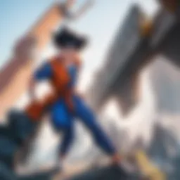 A vibrant depiction of Goku in his iconic fighting stance, showcasing his determination and strength.