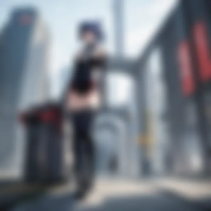 Concept art depicting futuristic themes often explored in anime films.