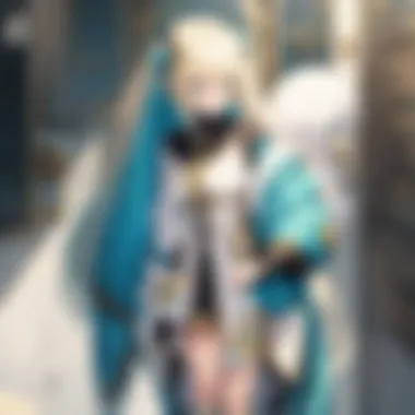 Intricate Details and Textures in Vocaloid Artwork Close-up of intricate details in a Vocaloid poster, showcasing color and texture