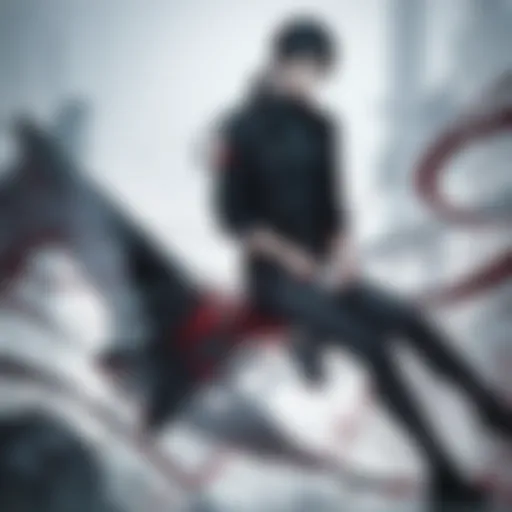A striking illustration of the central character in Ajin, showcasing the duality of immortality and vulnerability.