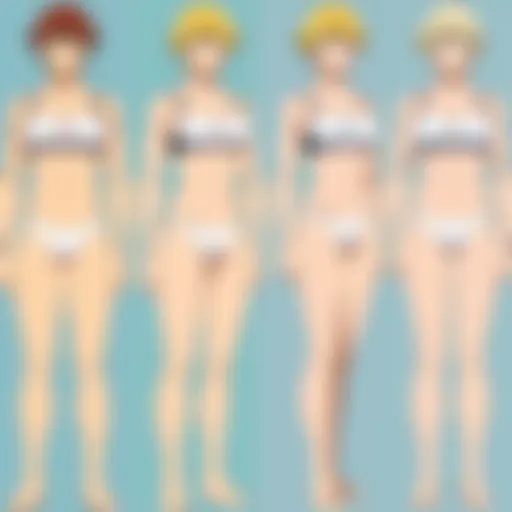 A character design comparison showcasing similarities in style and features across different anime series.