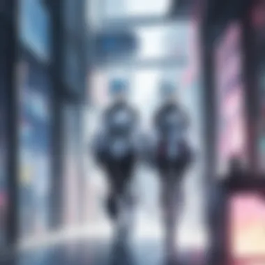 Illustration of a futuristic cityscape with anime-inspired architecture