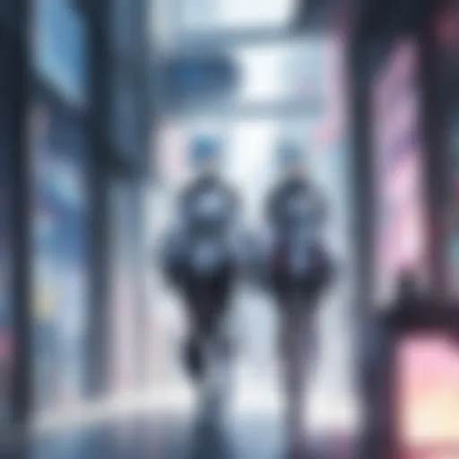 Illustration of a futuristic cityscape with anime-inspired architecture