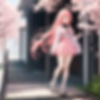 Cherry Blossom Romance A whimsical cherry blossom tree with two silhouetted figures intertwined beneath it
