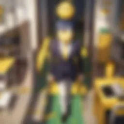 Classroom scene from Assassination Classroom showcasing Koro-sensei