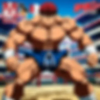 Intense Combat in Baki the Grappler A dynamic scene showcasing Baki the Grappler in action, highlighting the intense martial arts combat.