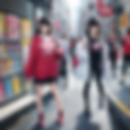 A vibrant display of Bandai fashion merchandise showcasing unique designs and anime-inspired aesthetics.