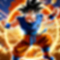 Goku in a powerful transformation