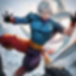 Dynamic fight scene between Goku and Vegeta