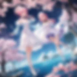 Sakura blossoms in moonlight