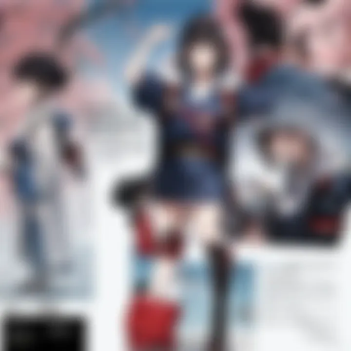 A vibrant collage of various genres within Japanese cinema including anime, drama, and horror