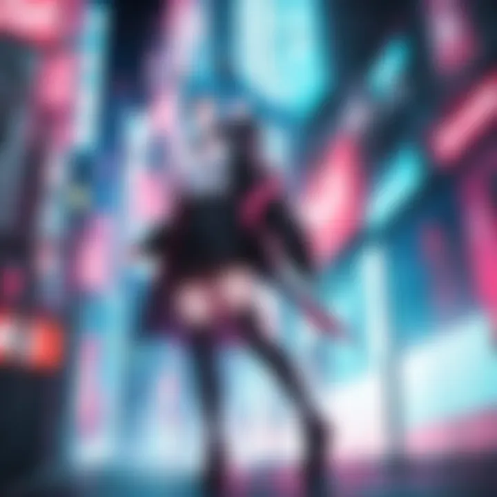 Vibrant cityscape filled with neon lights and bustling activity