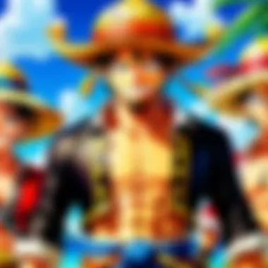 The Adventurous Spirit of the Straw Hat Pirates A vibrant illustration of the Straw Hat Pirates sailing the Grand Line