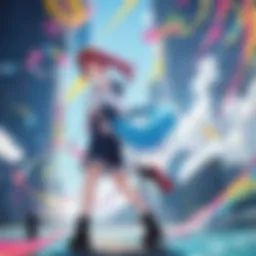 A vibrant scene showcasing the Rosario concept in anime, with various iconic symbols intertwined.