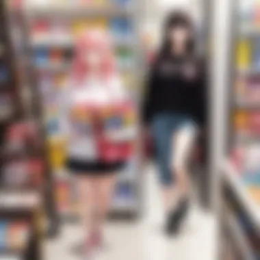 An infographic illustrating the impact of online shopping on the manga industry.