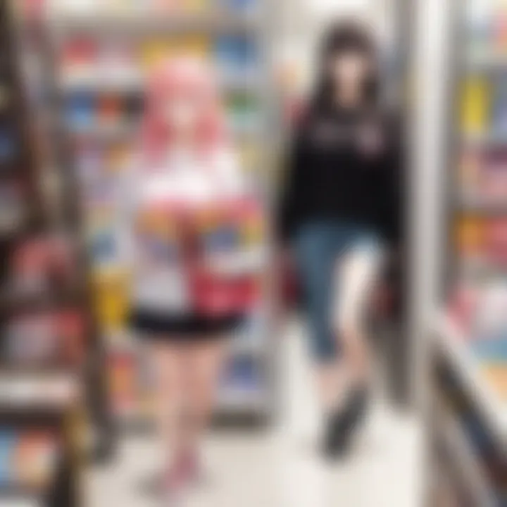 An infographic illustrating the impact of online shopping on the manga industry.