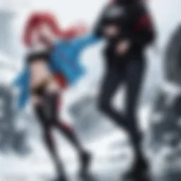 A vibrant scene depicting iconic anime characters in action poses.