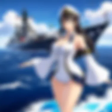 A strategic naval battle scene featuring iconic ships from Azur Lane