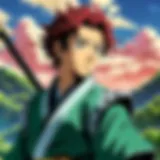 A captivating scene from Demon Slayer showcasing protagonist Tanjiro in action