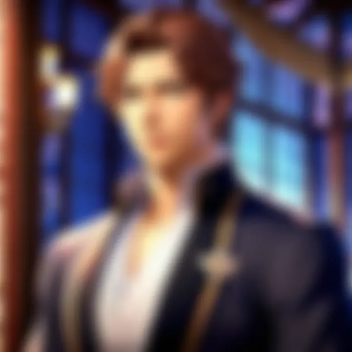 An intricate illustration showcasing a romantic scene from an otome game.