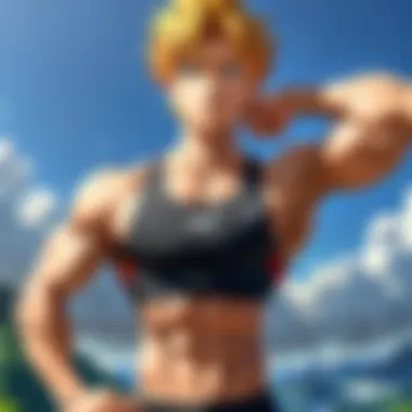 Character Embodies Strength and Endurance Dynamic character showcasing physical prowess in an anime scene