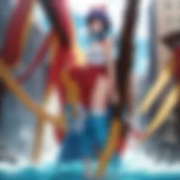 A vibrant scene from a One Piece movie showcasing the diverse cast of characters.