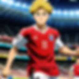 Illustration of a thrilling soccer match scene from anime