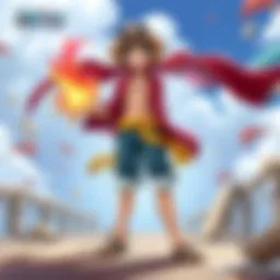 Dynamic gameplay scene from the One Piece mobile game showcasing character abilities