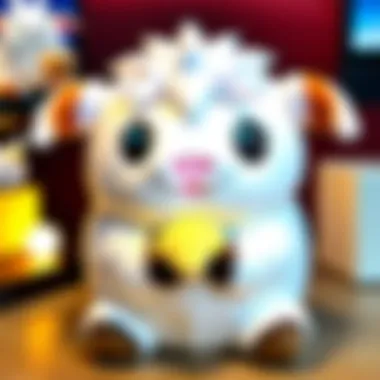 Poro Plushie in the Gaming Realm An artistic depiction of a Poro plushie surrounded by gaming paraphernalia.