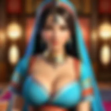 Character Interactions in Harem Games An artistic rendering of a harem game scene featuring character interactions