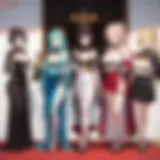 A vibrant collage of popular harem game characters showcasing their unique designs