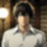The main characters of Death Note in a dramatic scene