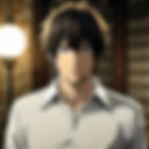 The main characters of Death Note in a dramatic scene