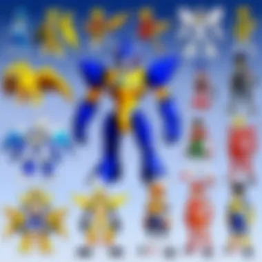 Diverse Digimon Character Designs A vibrant depiction of various Digimon characters showcasing their unique designs