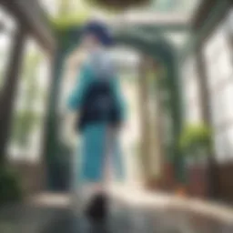 Lush botanical garden with vibrant flora and fauna