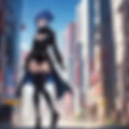 A mesmerizing illustration of a futuristic cityscape with neon lights and bustling streets