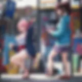 A vibrant anime scene showcasing key characters from popular titles on Funimation