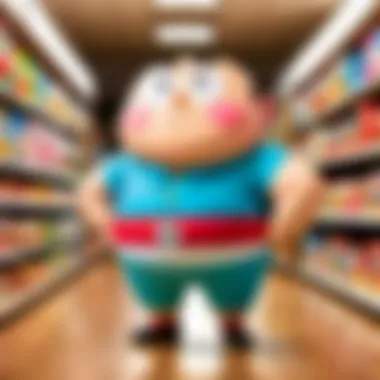The Expansive Merchandise of Shinchan A collage of Shinchan merchandise and promotional materials