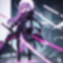 Artistic representation of Future Diary characters in a digital world