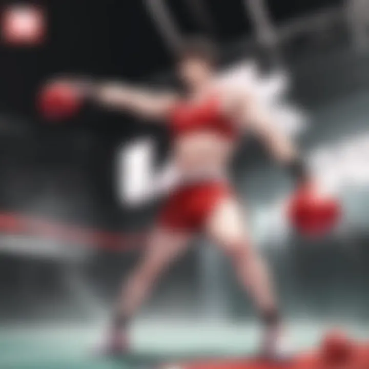 A dramatic scene showcasing a boxing match