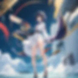 A vibrant scene depicting various anime characters